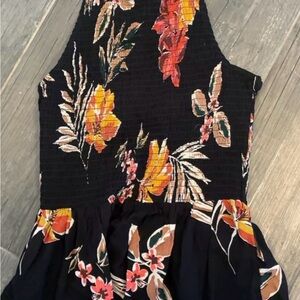 Patrons of Peace Black Floral Sleeveless Halter Blouse